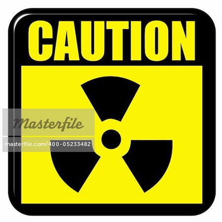 3d caution radioactive sign isolated in white