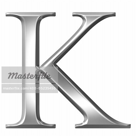 3d silver Greek letter Kappa isolated in white