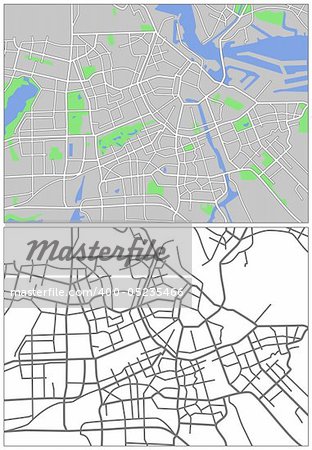 Illustration map of Amsterdam in vector.