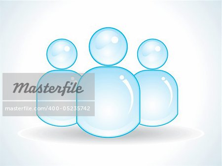abstract glossy blue user icon vector illustration