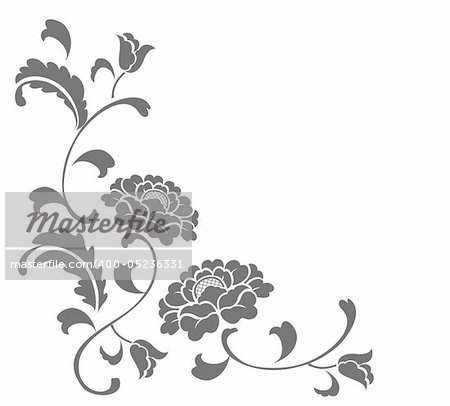 drawing of grey flower in a white background