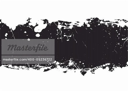 Ink splat banner with white background and black grunge effect