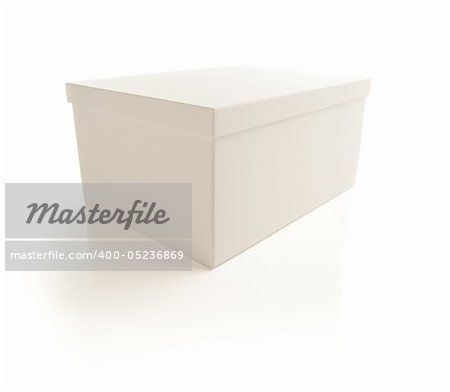 White Box with Lid Isolated on a White Background.