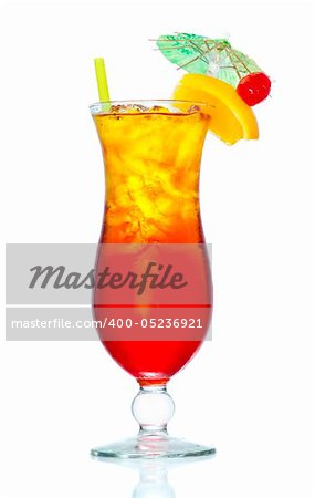 Stock image of Tequila Sunrise cocktail over white background. Find more cocktail and prepared drinks images on my portfolio.