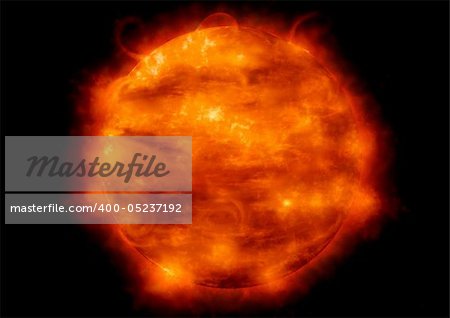 Illustration of the sun with solar flares