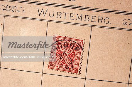 Close up of ancient old postal stamps