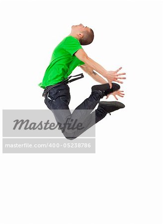 picture of a young man posing in a very high jump dance move