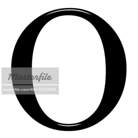 3d Greek letter Omikron isolated in white