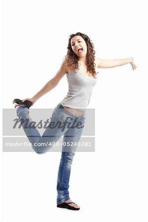 Portrait of a happy young woman isolated over white background