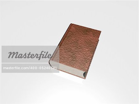 Lying blank hardcover book isolated on white background.
