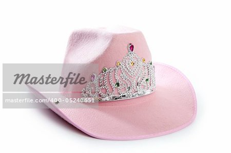 Children girl pink cowboy cowgirl hat with princess crown