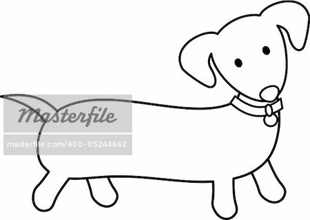Black and White Illustration of a Dachshund