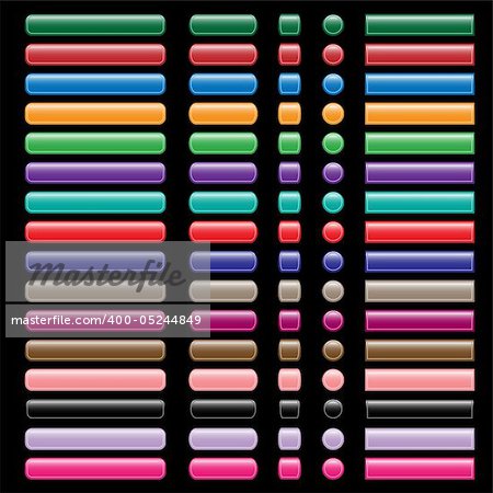 Web buttons collection in assorted colors, shapes and sizes