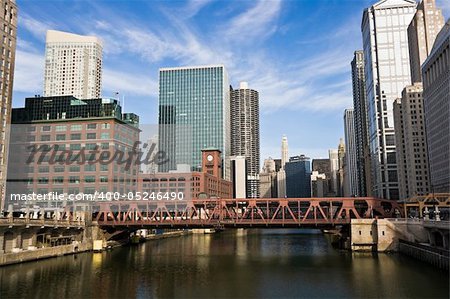 Chicago River and downtown buildings