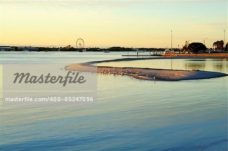 Sunrise over Ian Dipple Lagoon at Labrador Gold Coast Australia.