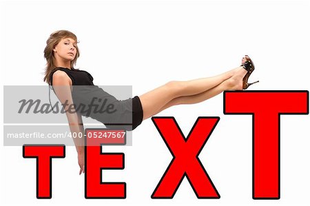 Portrait of a sexy young woman sitting in your text.