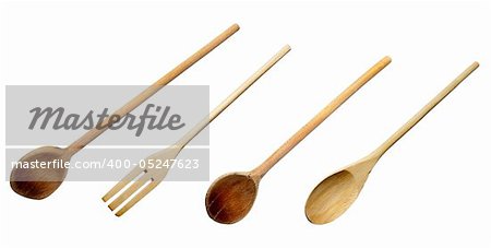 collection of wooden spoons on white background. each one is seperate picture in full cameras resolution.