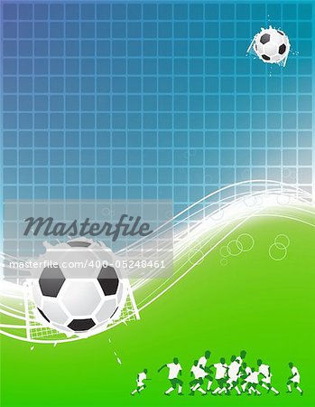 Football background for your design. Players on field, soccer ball