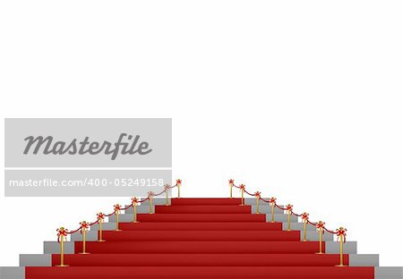 Red carpet path on a white ladder for VIP persons. Vector illustration