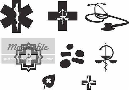 medical stuff black and white - illustration