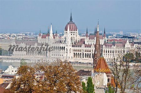 huge parliament in Budapest at the Danube