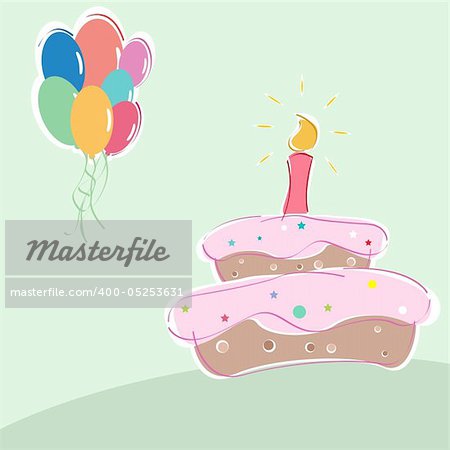 illustration of vector birthday with cakes candles and balloons