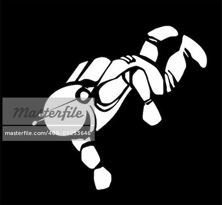 vector drawing of the spaceman on black background