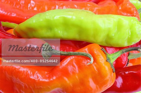 Background of multicolored chilli-peppers. Close-up. Studio photography.