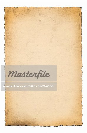 An isolated old grunge paper on a white background