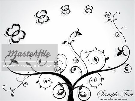 abstract floral with black & gray color vector