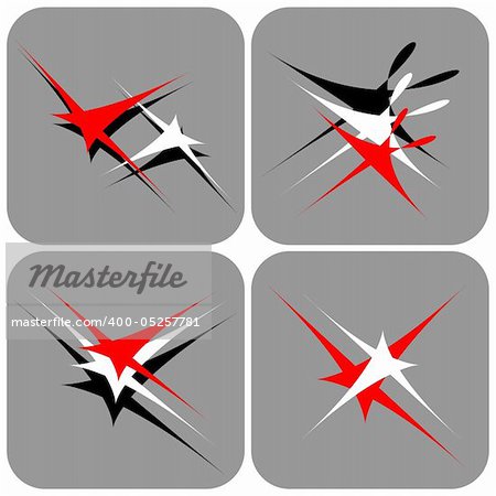 Flying and dancing stars. Icons set. Vector art in Adobe illustrator EPS format, compressed in a zip file. The different graphics are all on separate layers so they can easily be moved or edited individually. The document can be scaled to any size without loss of quality.