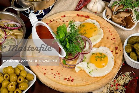 Many food dishes on the table. close up.