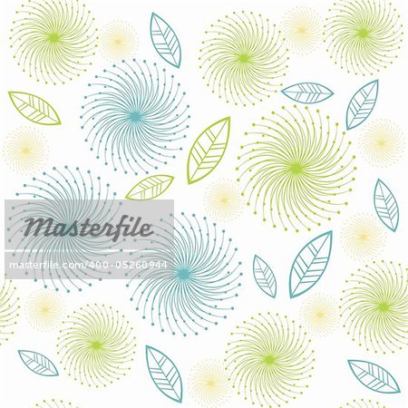 Retro flowers and leaves pattern