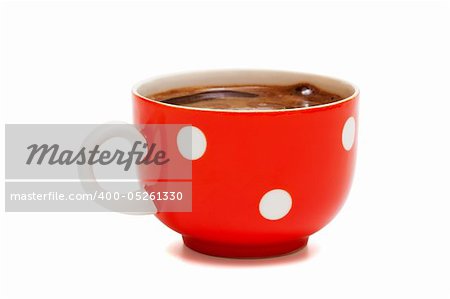 red mug from coffee on a white background