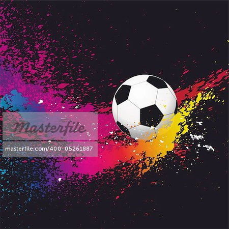 The colorful footballs on a black background. Vector illustration. Illustration for your design