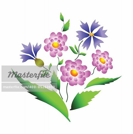 Flowers design. Vector art in Adobe illustrator EPS format, compressed in a zip file. The different graphics are all on separate layers so they can easily be moved or edited individually. The document can be scaled to any size without loss of quality.
