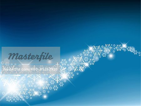 Blue Abstract Christmas  background with white snowflakes