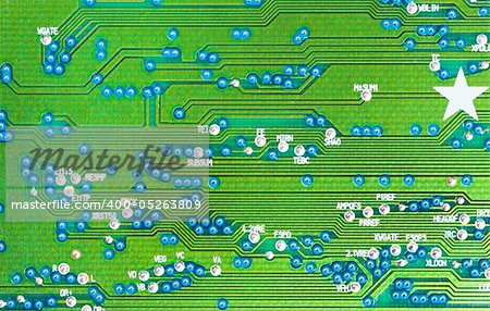 Green circuit board without components.