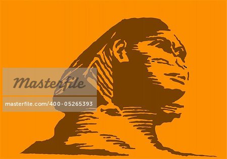 vector illustration of the sphinx on orange background