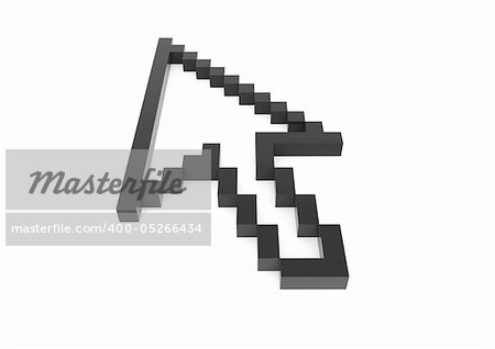 3d black pixel arrow high isolated on white background