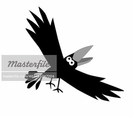 vector drawing ravens  on white background