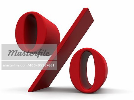 Red Percent Sign Isolated on the White Background