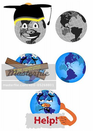 Fun Vector illustration of black and white and colored globe