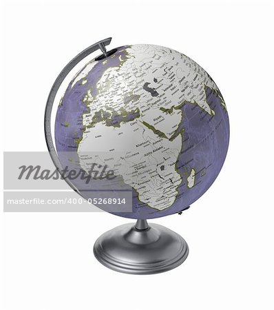 Vintage globe isolated on white background