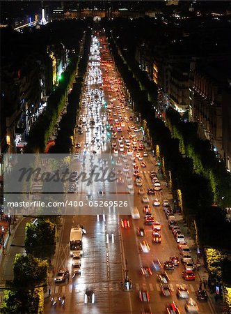 Famous boulveard Champs Elysees in Paris, France