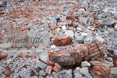 Bricks and other debris at a building site