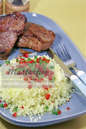 Steak beef with garlic mashed potatoes