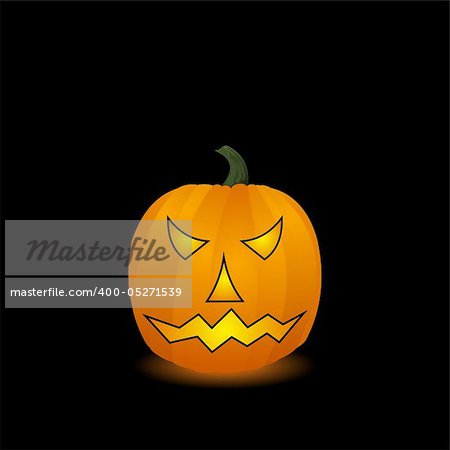 Halloween pumpkin isolated on black background. Vector