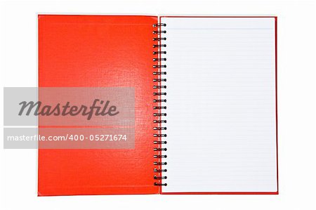 Blank of red notebook open
