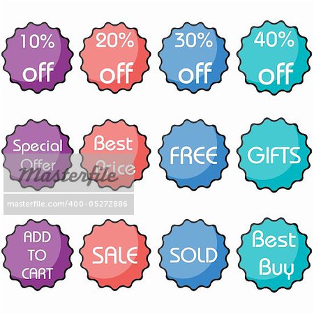 illustration of set of colorful discount and sale icon